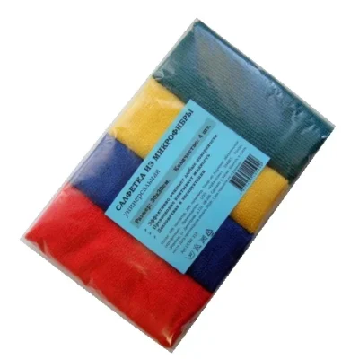 Салфетка из микрофибры 220гр/м2 30х30см ассорти 4шт/упак