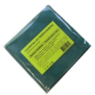 Салфетка из микрофибры 220гр/м2 30х30см зеленая 1шт/упак