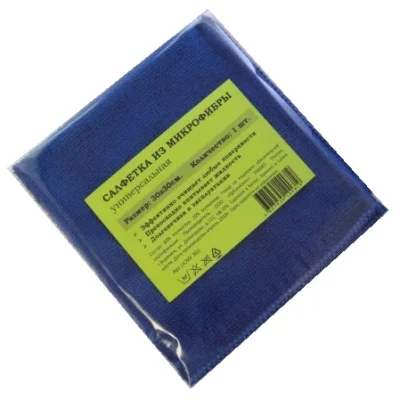 Салфетка из микрофибры 220гр/м2 30х30см синяя 1шт/упак