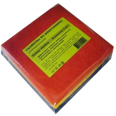 Салфетка из микрофибры 220гр/м2 30х30см ассорти 5шт/упак
